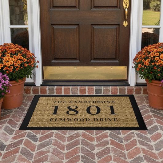 Eenvoudig Klassiek huisnummer & adres op maat Deurmat