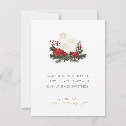 Eenvoudig klassiek kerst wit Baby shower Bedankkaart (Achterkant)