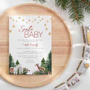 Eenvoudig klassiek kerstman Baby shower Kaart