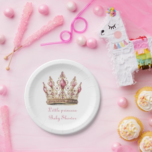 Eenvoudig klassiek klein prinsesje baby shower papieren bordje (Feest)