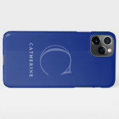 Eenvoudig Klassiek Koninklijk Blauw Script Monogra iPhone Hoesje (Achterkant horizontaal)