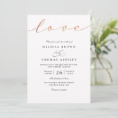 Eenvoudig Klassiek Liefdes Script Roos QR Code Bru Kaart (Staand voorkant)