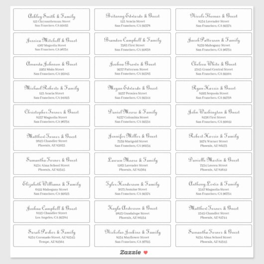 Eenvoudig Klassiek Manuscript Weddenschap Adres Sticker (Vel)