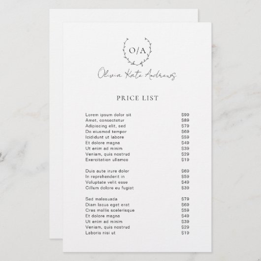 Eenvoudig klassiek monogram krans Elegant (Voorkant / Achterkant)