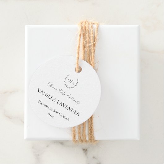 Eenvoudig klassiek monogram krans Elegant Bedankjes Labels (In situ)