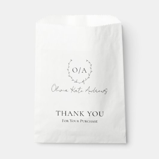 Eenvoudig klassiek monogram krans Elegant Bedankzakje (Voorkant)