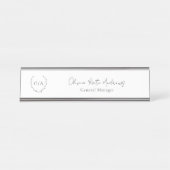 Eenvoudig klassiek monogram krans Elegant Bureau Naambordje (Voorkant)