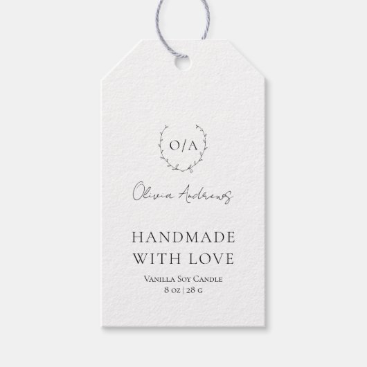 Eenvoudig klassiek monogram krans Elegant Cadeaulabel (Voorkant)