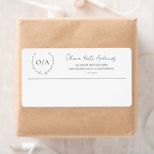 Eenvoudig klassiek monogram krans Elegant Etiket (Insitu)