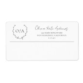 Eenvoudig klassiek monogram krans Elegant Etiket (Voorkant)