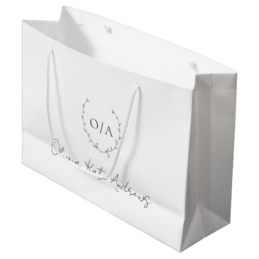 Eenvoudig klassiek monogram krans Elegant Groot Cadeauzakje (Voorkant Gekanteld)