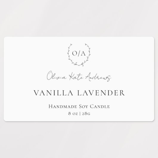 Eenvoudig klassiek monogram krans Elegant Labels (Design 2)