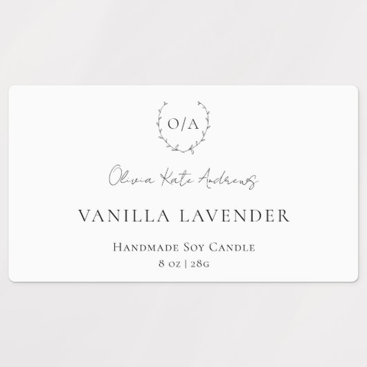 Eenvoudig klassiek monogram krans Elegant Labels (Design 1)