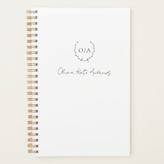 Eenvoudig klassiek monogram krans Elegant Planner (Voorkant)