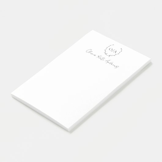 Eenvoudig klassiek monogram krans Elegant Post-it® Notes (Schuin)