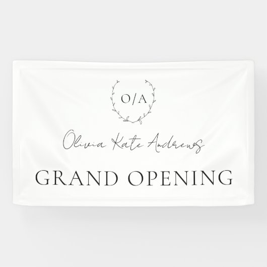 Eenvoudig klassiek monogram krans Elegant Spandoek (Horizontaal)