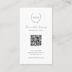 Eenvoudig klassiek monogram krans Elegant Visitekaartje