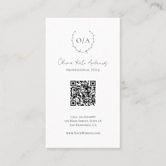 Eenvoudig klassiek monogram krans Elegant Visitekaartje (Voorkant)