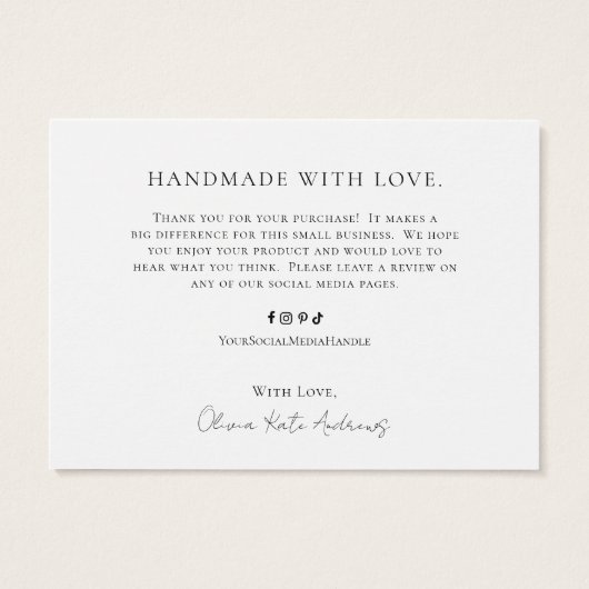 Eenvoudig klassiek monogram krans Elegant Visitekaartje (Achterkant)