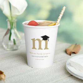 Eenvoudig Klassiek Monogram Modern Afstudeerfeest Papieren Bekers