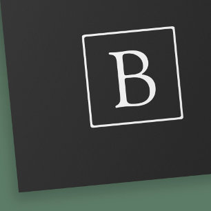 Eenvoudig Klassiek Monogram   Zwart met Witte Teks Cadeaupapier