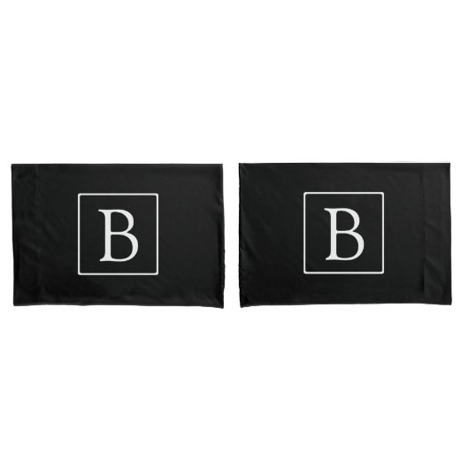 Eenvoudig Klassiek Monogram | Zwart met Witte Teks Kussensloop (Voorkant-Set)