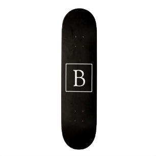 Eenvoudig Klassiek Monogram Zwart met Witte Teks Persoonlijk Skateboard