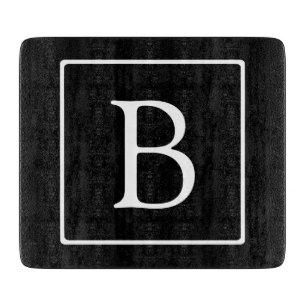Eenvoudig Klassiek Monogram   Zwart met Witte Teks Snijplank