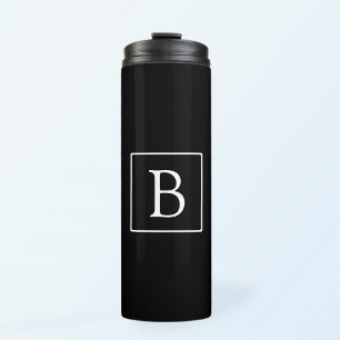 Eenvoudig Klassiek Monogram Zwart met Witte Teks Thermosbeker