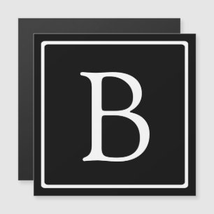 Eenvoudig Klassiek Monogram Zwart & Wit Magneet Magnetische Uitnodiging