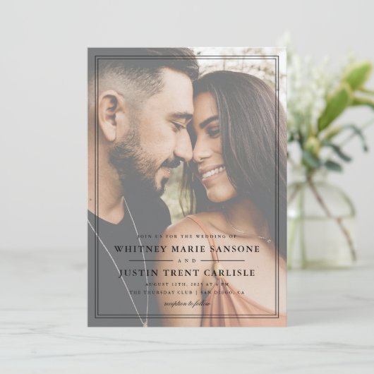 Eenvoudig klassiek portretfotoweddenschap kaart (Staand voorkant)