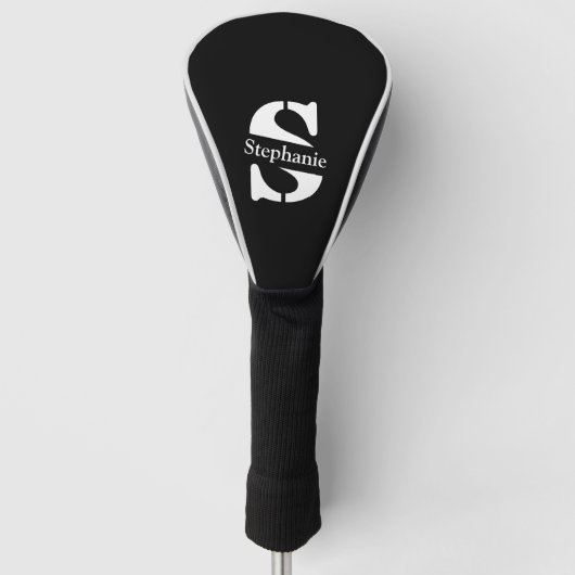 Eenvoudig Klassiek Professioneel Monogram en Naam Golfheadcover (Voorkant)