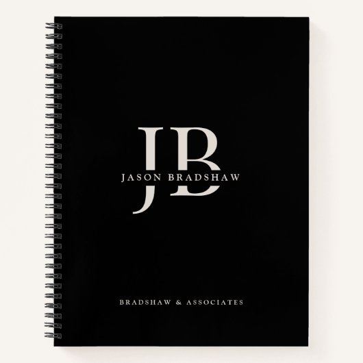 Eenvoudig Klassiek Professioneel Monogram en Naam Notitieboek (Voorkant)