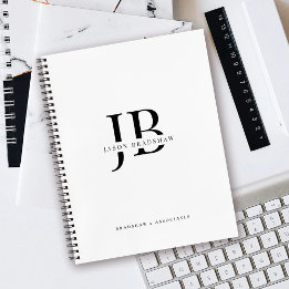 Eenvoudig Klassiek Professioneel Monogram en Naam Notitieboek