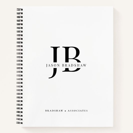 Eenvoudig Klassiek Professioneel Monogram en Naam Notitieboek (Voorkant)