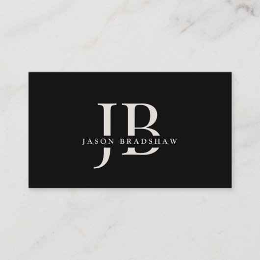 Eenvoudig Klassiek Professioneel Monogram en Naam Visitekaartje (Voorkant)