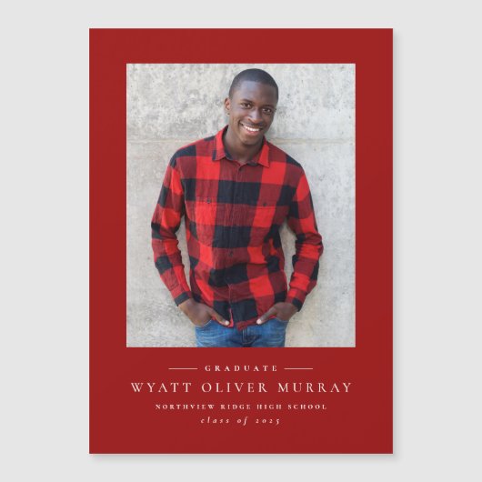 Eenvoudig klassiek rood afstuderen aankondigingsma (Voorkant)