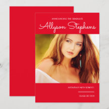 Eenvoudig Klassiek Script Eén Foto Rood | Witte Te