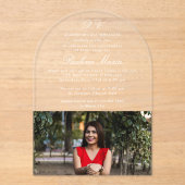 Eenvoudig klassiek script XV Photo Quinceañera Acryl Uitnodigingen (Voorkant)