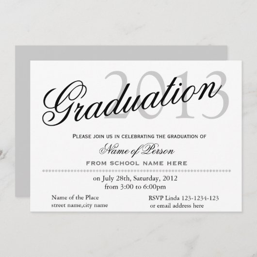 Eenvoudig, klassiek, stijlvol afstuderen kaart (Voorkant / Achterkant)