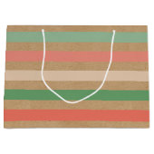 Eenvoudig klassiek strips op Faux Brown Kraft Groot Cadeauzakje (Voorkant)