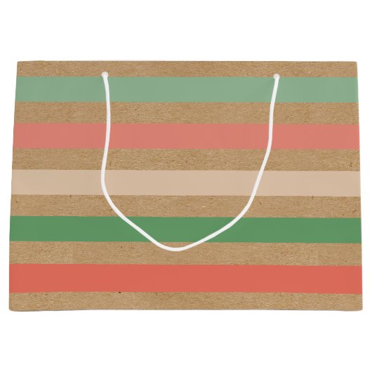 Eenvoudig klassiek strips op Faux Brown Kraft Groot Cadeauzakje (Voorkant)