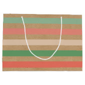 Eenvoudig klassiek strips op Faux Brown Kraft Groot Cadeauzakje (Achterkant)