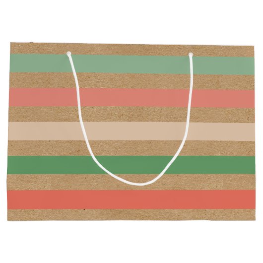 Eenvoudig klassiek strips op Faux Brown Kraft Groot Cadeauzakje (Achterkant)