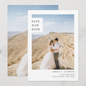 Eenvoudig Klassiek Twee Fotobruiloft Save The Date (Voorkant / Achterkant)