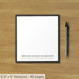 Eenvoudig klassiek typografisch bedrijf notitieblok