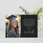 Eenvoudig klassiek zwart foto afstuderen bedankkaart (Staand voorkant)