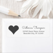 Eenvoudig Klassiek Zwart Hart Girly Chic Script Na Etiket (Insitu)