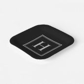 Eenvoudig Klassiek Zwart met Grijs Monogram Papieren Bordje (Gebogen)