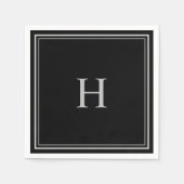 Eenvoudig Klassiek Zwart met Grijs Monogram Servet (Voorkant)